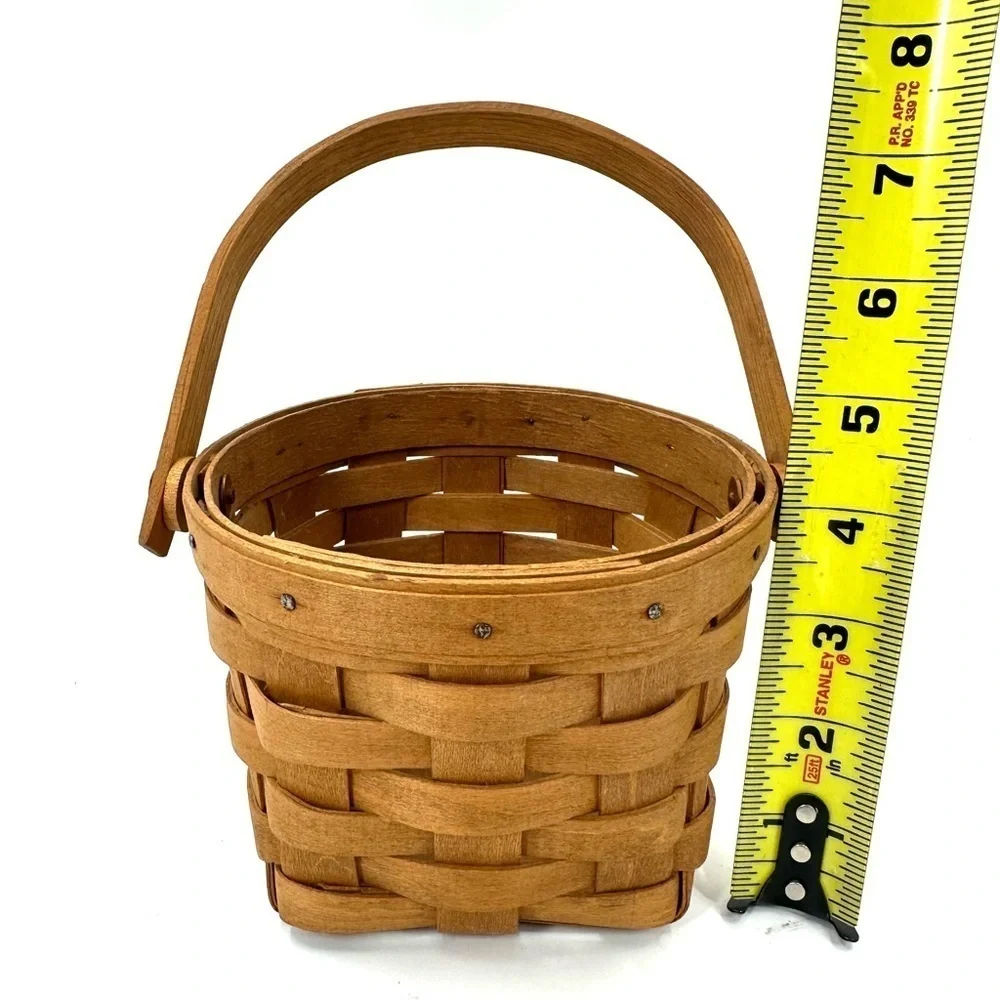 Vtg Longaberger 1988 Measuring Basket Round Swing Handle Square Bottom USA PJF